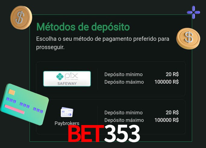 O cassino bet353 oferece uma grande variedade de métodos de pagamento